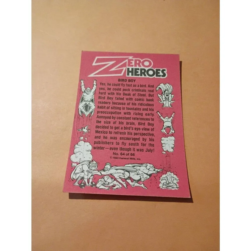 1983 General Mills Zero Hero Trading Card Sticker Vintage #64 Bird Boy